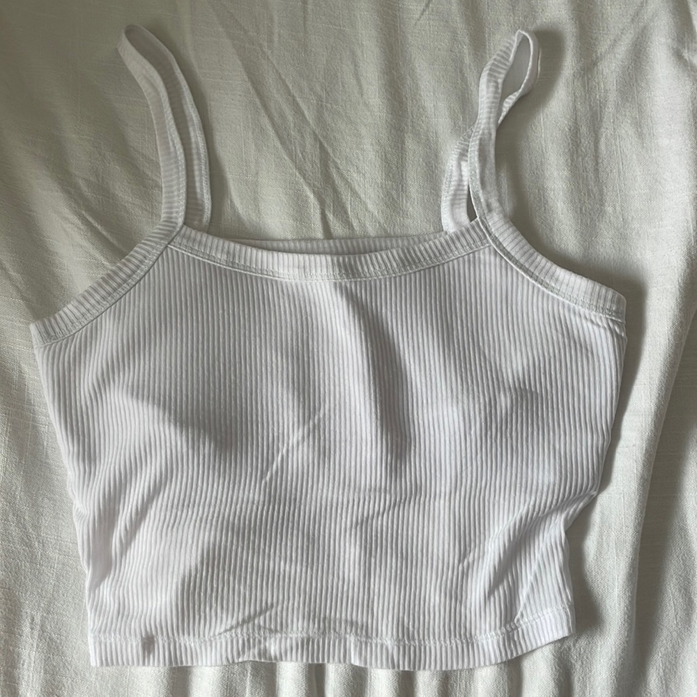 Alo yoga white ribbed tank top